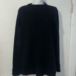 LOGO Lori Goldstein Black Cloudia Ribbed Sweater